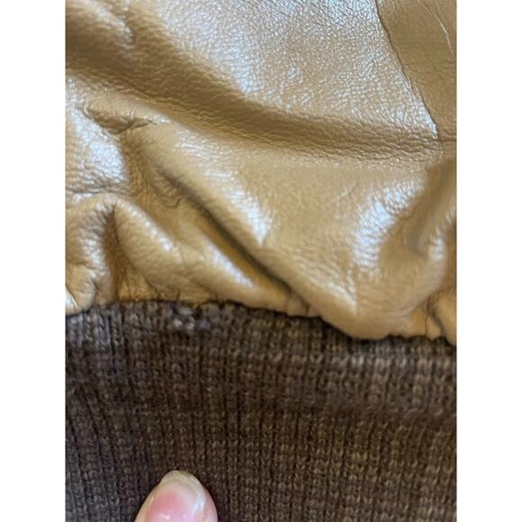 Vtg Van Cort Leather Bomber Jacket USA Made Light Brown Sz L 80s Stranger Things - Picture 10 of 16